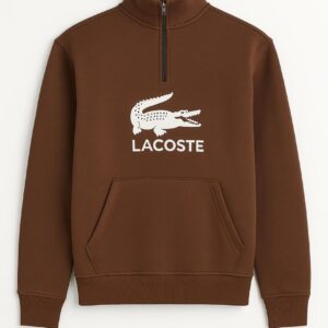 lacoste half zip premium sweatshirt – brown & green