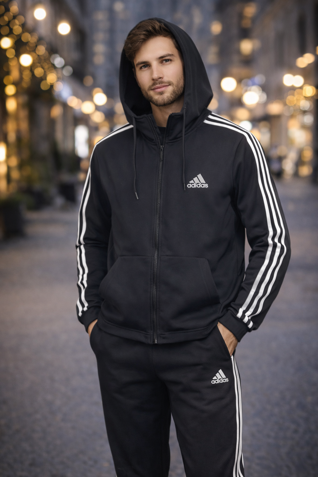ترنج adidas رجالي بغطاء رأس (هودي) – أسود ستايل رياضي ترنج adidas رجالي بغطاء رأس (هودي) – أسود ستايل رياضي