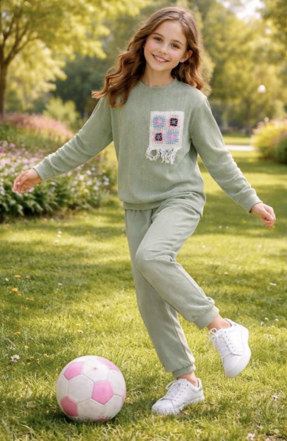 ترنج بناتي أطفال كاجوال – أخضر فاتح بتفصيلة هاند ميد ترنج بناتي أطفال كاجوال – أخضر فاتح بتفصيلة هاند ميد